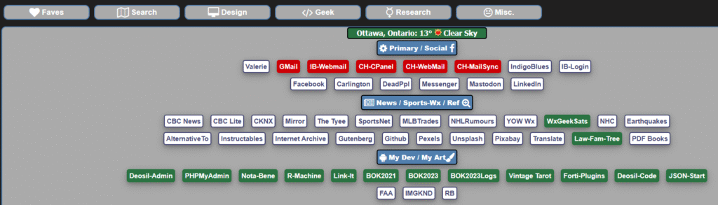The venerable javascript / php / json start page, soon to be retired.