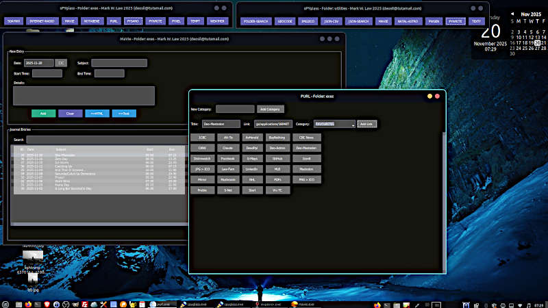 My current LM22.2 desktop showing formerly Windows apps running under Wine.