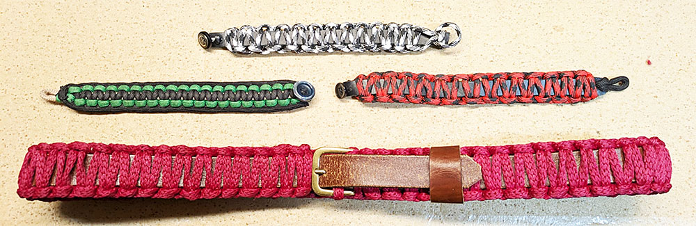 Recycling an old belt and some macrame cord.