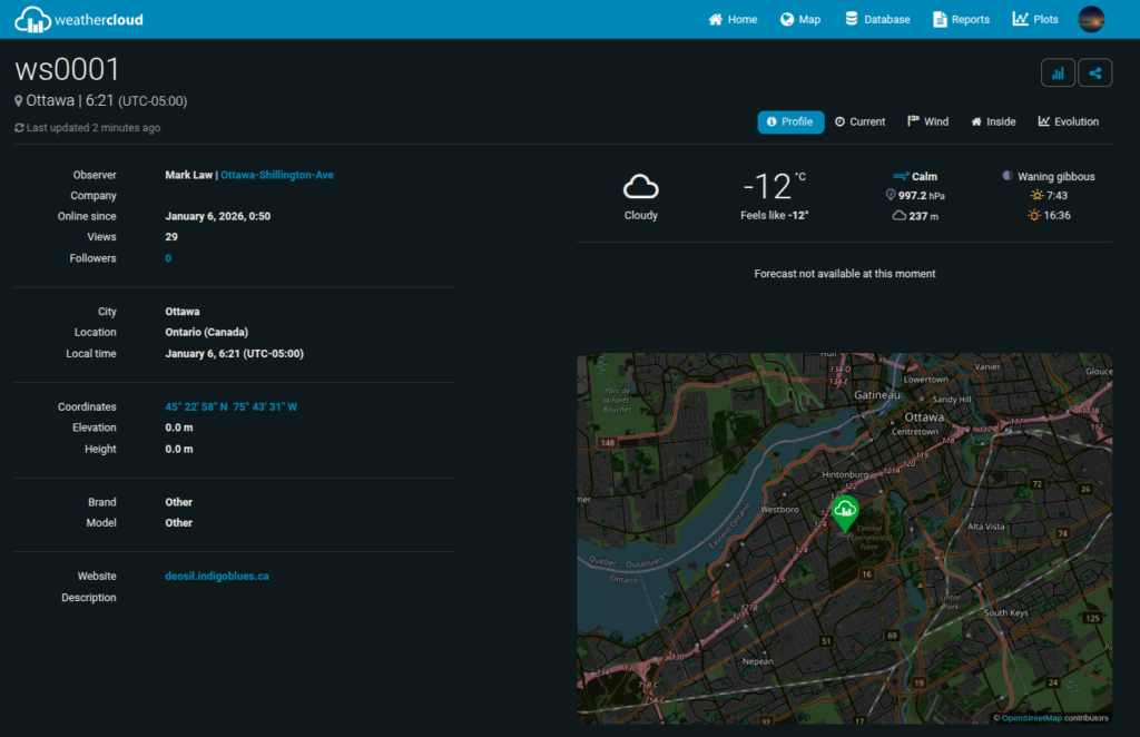 Weathercloud current weather in my backyard.